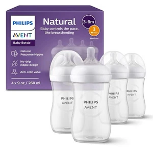 Philips Avent Natural Baby Bottle With Natural Response Nipple, Clear, 9oz, 4... - Picture 1 of 1