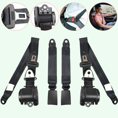2Set Retractable 3 Point Safety Seat Belt Adjustable Car Vehicle Belt Kit Straps - Image 1 of 4