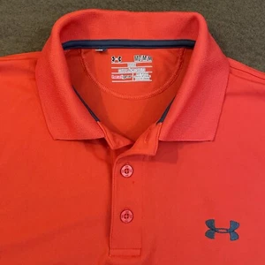 UNDER ARMOUR Mens Orange Solid Performance Logo Golf Polo Shirt Medium - Picture 1 of 5
