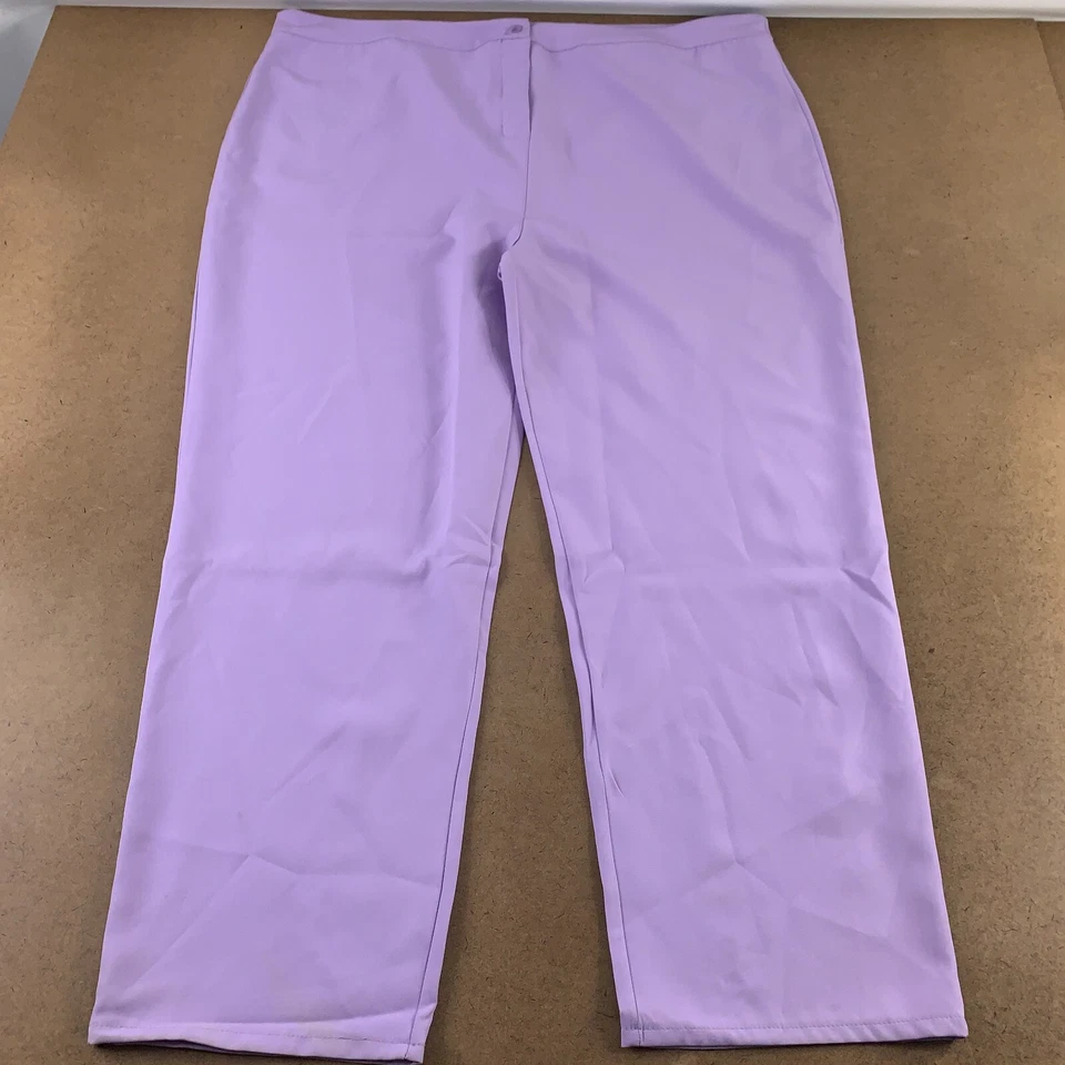 Pantalones de vestir Boohoo Plus 24 lila tiro alto frente plano pierna recta nuevos Foto 1 de 4
