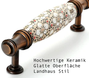 Küchengriffe Landhaus Möbelgriff - Metall & Keramik - 128mm Lochabstand Vintage  - Bild 1 von 5