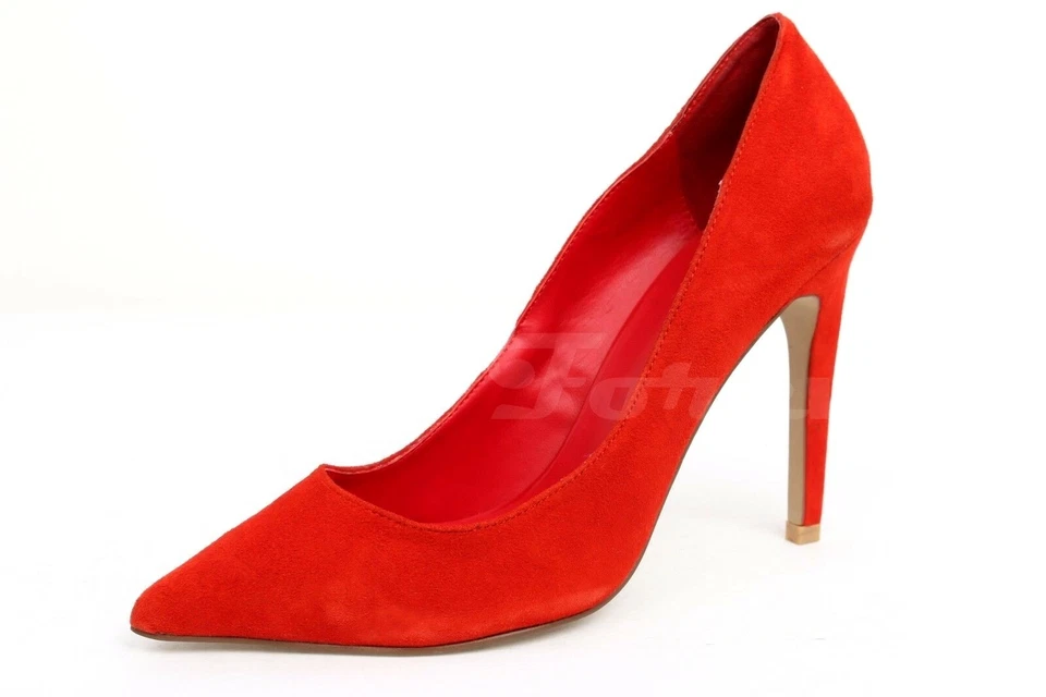 Mujer TOPSHOP Naranja Rojo Gamuza Zapatos Tacones Talla. 9,5 Foto 1 de 4