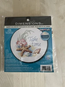 Dimensions Counted Cross Stitch Kit #73060 "Take Time" Beach Ocean NEW - Picture 1 of 4