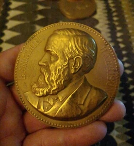 Benjamin Harrison Presidential Commemorative Bronze Medallion, 3" - Picture 1 of 3