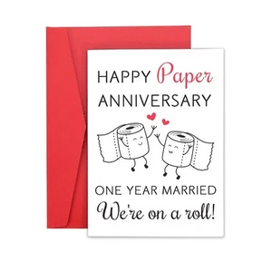 1 Year Anniversary Wedding Gifts for Him Her, First Anniversary Cards for Hus... - Picture 1 of 7