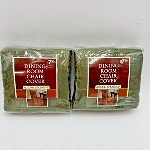 Autumn Splendor Dining Room Chair Cover Jacquard Green New - Picture 1 of 4