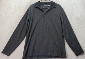 Crazy Horse Sweater Mens Medium Gray Striped Knit Long Casual Sleeve Collared - Picture 1 of 8