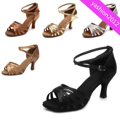 Zapatos de baile latino de salón para mujeres niñas zapatos de baile de tango salsa tacón de 7 cm Foto 1 de 4
