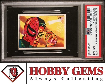 SPIDER-MAN PSA 8 1980 Marvel Super Heroes Sticker Venezuela #79 - Image 1 of 2