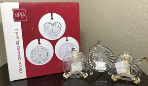 Mikasa Christmas Holiday Classics Crystal Ornaments Set of 3 NIB MINT QQ520-904 - Picture 1 of 12