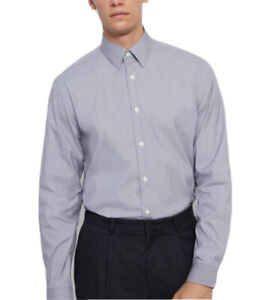 THEORY Men Irving Micro Print Stretch Cotton Button Down Shirt $195 Blue White