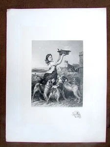 Rare Antique Engraving Highland Keeper's Daughter by C. Cousen after R. Ansdell - Picture 1 of 5