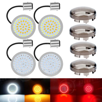 8pc 1157 Front Rear LED Bullet Turn Signal Lights Smoke Len for Harley-Davidson - Image 1 of 4