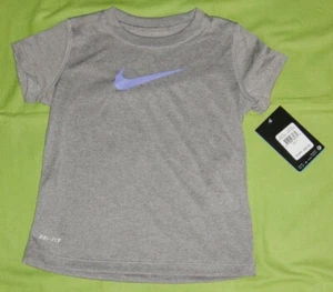 NIKE kids youth Swoosh Shirt Gray Purple 369394-GP4 Size 4 - Picture 1 of 2