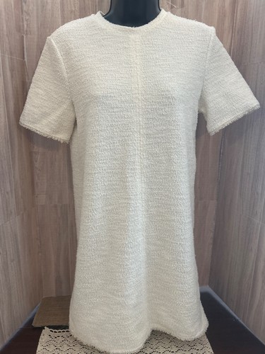 OFF WHITE abito corto donna Zara bianco sporco ecru strutturato testurizzato taglia small