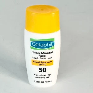 Cetaphil Sheer Face Liquid Mineral SPF 50 Sunscreen Travel .34 fl oz 10 ml New - Picture 1 of 5