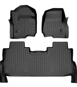 SMARTLINER Floor Mats 2 Row Liner Set Black For 2017-22 Compatible F-250/F-350 S - Picture 1 of 8