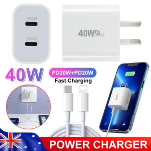 40W USB C Type-C Wall Charger Adapter Fast PD Power For iPhone 14 13 12 Pro iPad - Picture 1 of 12