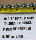 18 3/8? V-Bar 10 Links +2 Hooks Ice Snow Cross Chain Link Section Part 5/16" 8Mm