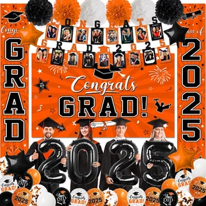 2025 Graduation Decorations, Orange Themed Class of 2025 Decorations Set, Congra - Picture 1 of 12