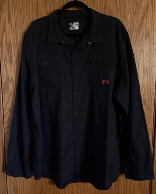 Under Armour Black Long Sleeve Shirt Snap Front 2 Pockets Men's Size 3XL Loose - Image 1 of 4