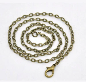 Antiguo Collar de Cadena de Cable de Tono Bronce 24" - 3mm - 1 Collar - N066 - Imagen 1 de 1