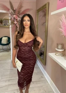 House Of CB Melina Dress Mulberry L/12 - Picture 1 of 4