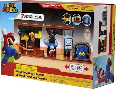 Nintendo Super Mario DELUXE Dungeon Playset Jakks Pacific 2019 Fire Mario w/ Box - Immagine 1 di 3