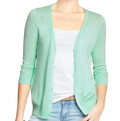 GAP GREEN LONG SLEEVE CARDIGAN BUTTON UP SWEATER WOMENS SIZE M MEDIUM - Image 1 of 4