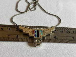 18" Sterling Silver Carolyn Pollack Inlay and White Topaz Necklace - Picture 1 of 7