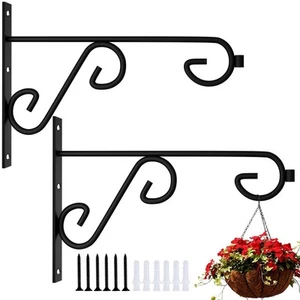 2 Pack Hanging Basket Hooks,Outdoor Plant Hook,Indoor Wall Plant Hanger,9in M... - Picture 1 of 7