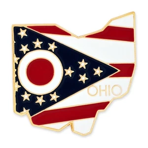PinMart's State Shape of Ohio  and Ohio Flag Lapel Pin - Picture 1 of 3