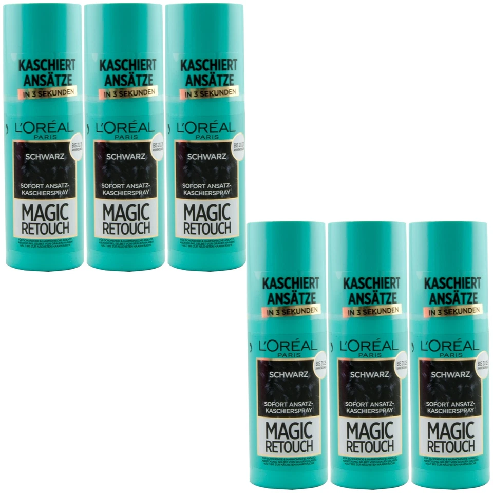 Loreal Ansatz Kaschierspray SCHWARZ 6 x 75ml Magic Retouch in 3 Sekunden - Bild 1 von 1