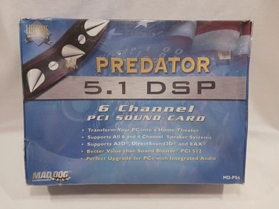 Mad Dog SC3000 Predator Internal Sound Card 6 Chan PCI 2.2 5.1 16 Bit MD-PS6 NIB - Image 1 of 4