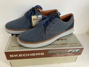 Mens Navy Skechers Moreno Ederson Canvas Shoes 65981 - Size 8 - NEW In Box - Picture 1 of 9