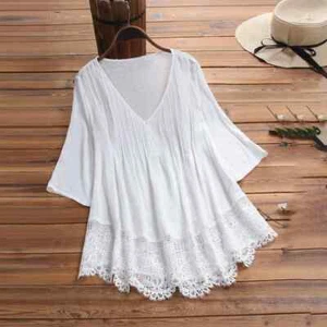 3XL 4XL Large Size Blouse Tops Women's 2025 Summer Solid Short Sleeve Oversized - Picture 1 of 30