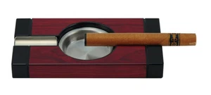 Wooden Single Cigar Square Wooden Ashtray High Gloss Cherry Stainless Steel 38c - Picture 1 of 10