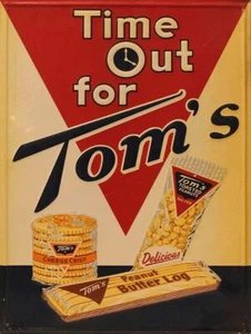 TIME OUT FOR TOMS CRACKER PEANUTS 16" HEAVY DUTY USA MADE METAL ADVERTISING SIGN - Picture 1 of 1