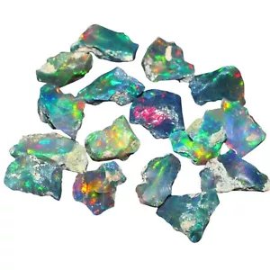 Black Opal Rough Lot 10 Pcs Natural Ethiopian Welo Opal Raw Crystal For Jewelry - Picture 1 of 6