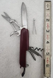 Pocketknife Executive Knife Style Multitool Stainless 8 Parts Tweezers Toothpick - Picture 1 of 4