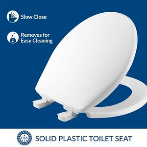 Sedile WC rotondo Bemis 730SLEC 000 chiusura lenta chiuso anteriore plastica bianco - Foto 1 di 2