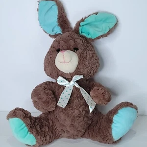 Bunny Brown Rabbit Easter  Blue Ears White Polka Dot Bow Plush Stuffed Animal 18 - Bild 1 von 7