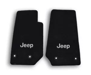 2014-2019 Jeep Cherokee Black Velourtex Carpet - Front Mats - Silver Jeep Logo - Picture 1 of 8
