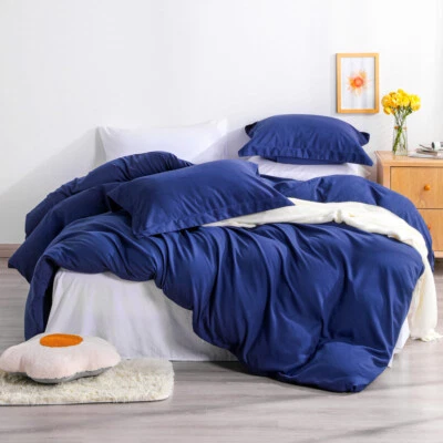 Twin Queen King Size Duvet Cover Set - with Pillow Sham - 13 Solid Color - Image 1 of 4