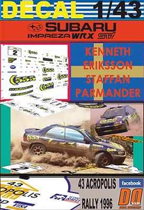 DECAL 1/43 IMPREZA 555 K.ERIKSSON ACROPOLIS R. 1996 5th (08) - Picture 1 of 1