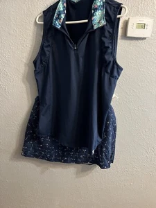 Conjunto de polo suéter con cremallera 1/4 para mujer talla XL azul y pantalones cortos de esquí talla 14 Lady Hagen - Imagen 1 de 6