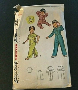 Vtg Simplicity Pattern #3377 1940s Baby Clothes Infants PJs 25 cents size 4 J ! - Picture 1 of 6