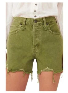Pantalones Cortos de Denim Free People Makai Corte Rasgado Ejército Talla 25 1463 - Imagen 1 de 2