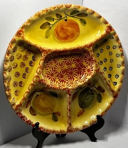 Italica ARS Hand Painted Divided Serving Dish Excellent Used Condition 13” Italy - Picture 1 of 3