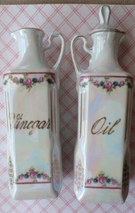 Juego de servir aceite y vinagre porcelana Cruet Anq Victoria Checoslovaquia - Imagen 1 de 6